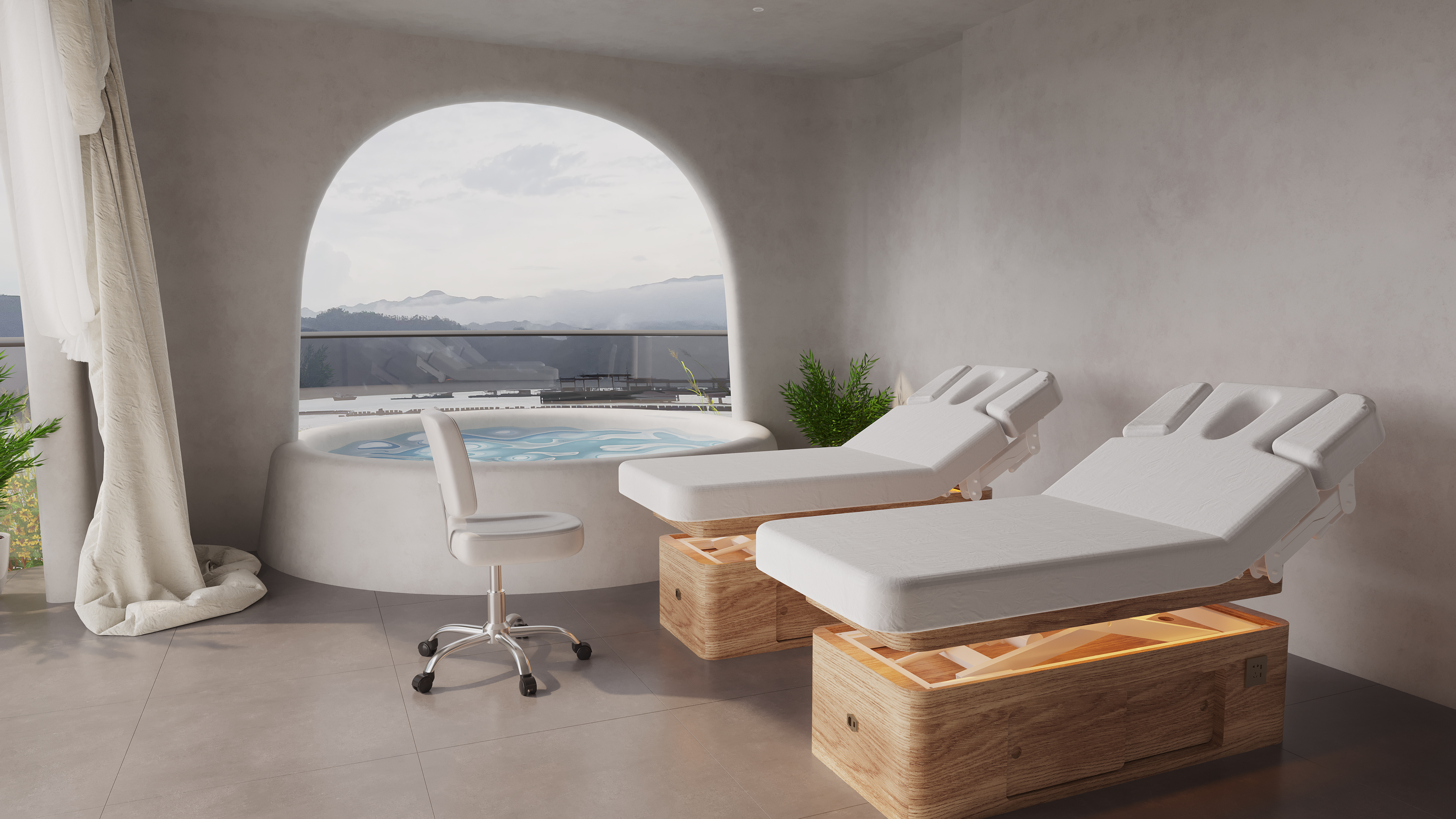 dongpin G042MF spa bed in villa view 2.jpg