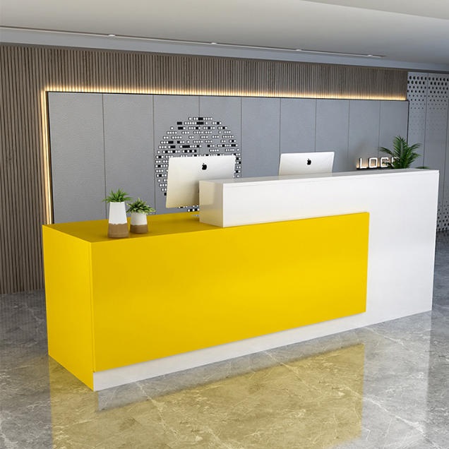 modern-reception-desk-yellow-white-minimalist-front