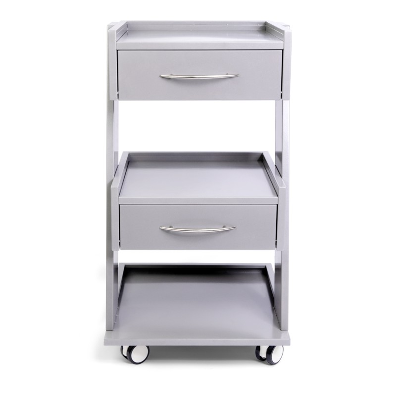 MQ-Y022 Stainless Steel Beauty Salon Trolley with Two Drawers &ndash; Front View