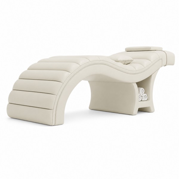 DP-0728 Beige Contoured Eyelash Treatment Bed with Built-In Storage