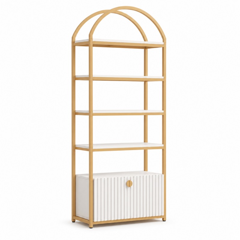 dongpin-gy-040-arched-display-shelf-gold-frame-white-board-single-cabinet
