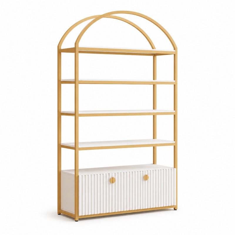 dongpin-gy-040-arched-storage-display-shelf-gold-frame-double-door-cabinet