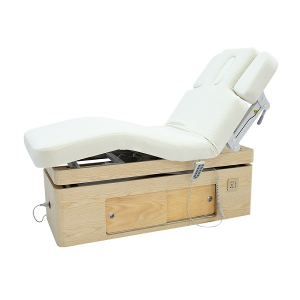 Dongpin Electric Spa Bed DP-G042MF Side Recline Position - Adjustable Facial Treatment Bed with Wooden Base