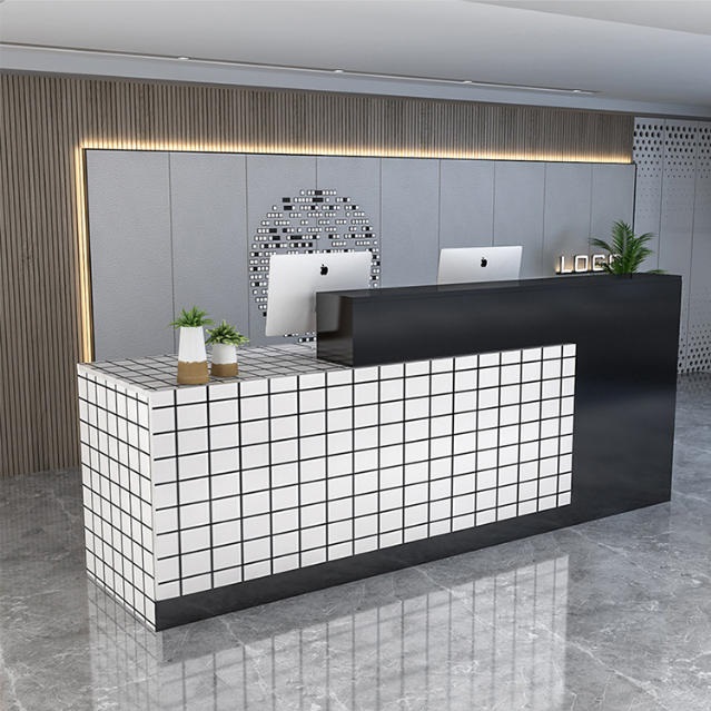 modern-reception-desk-black-white-grid-tile-front