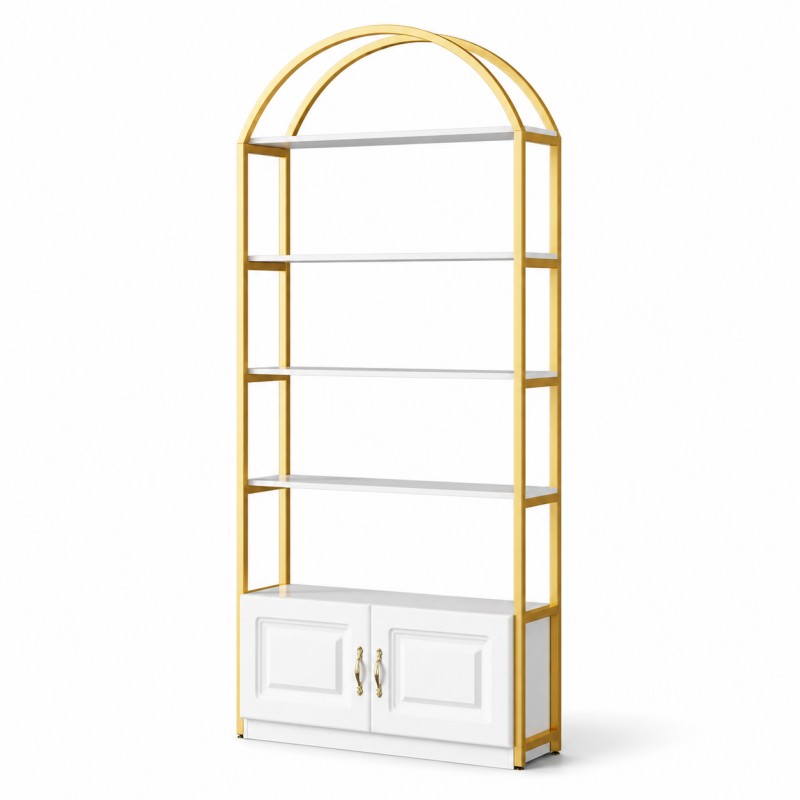 cy-a12-arched-display-shelf-gold-frame-white-cabinet-front-view