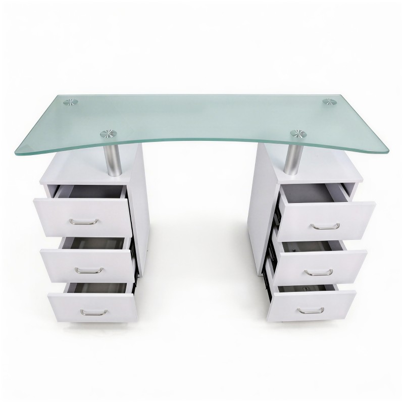 Dongpin DP-3424C manicure table top view with drawers open