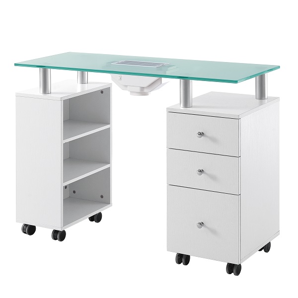 DongPin DP-3438 tempered glass top nail table with built-in dust collection system