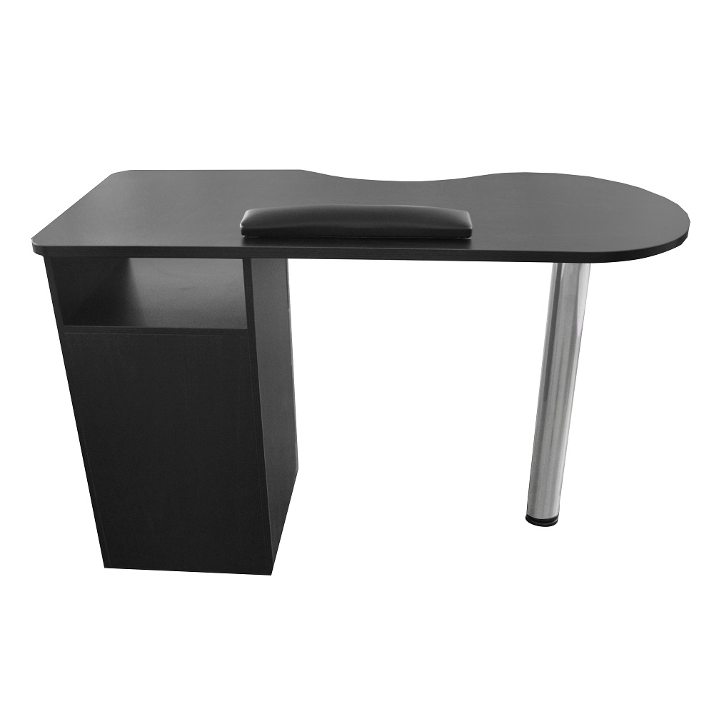 dp-3431-manicure-table-black-front-view-open-shelf