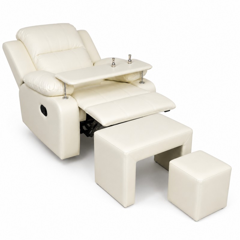 Dongpin DP-0706 Reclining Nail Salon Sofa Chair with Extended Footrest and Manicure Tray