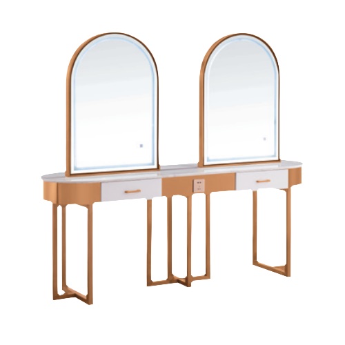 MH-H702 Two-Person LED Salon Styling Station with Drawers and Power Outlets