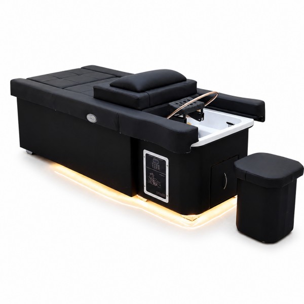 Dongpin DP4271 electric head spa massage bed front angle with foot bath basin
