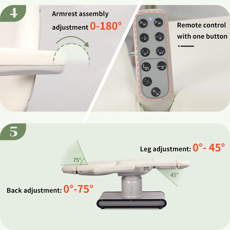 Electric height adjustment function of DP-L435 beauty bed from 67cm to 87cm