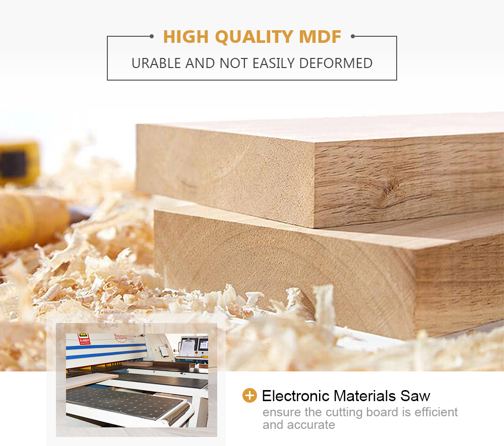 Close-up of MDF board with clean edges and sawdust, showing quality material used for DP-3100 manicure desk
