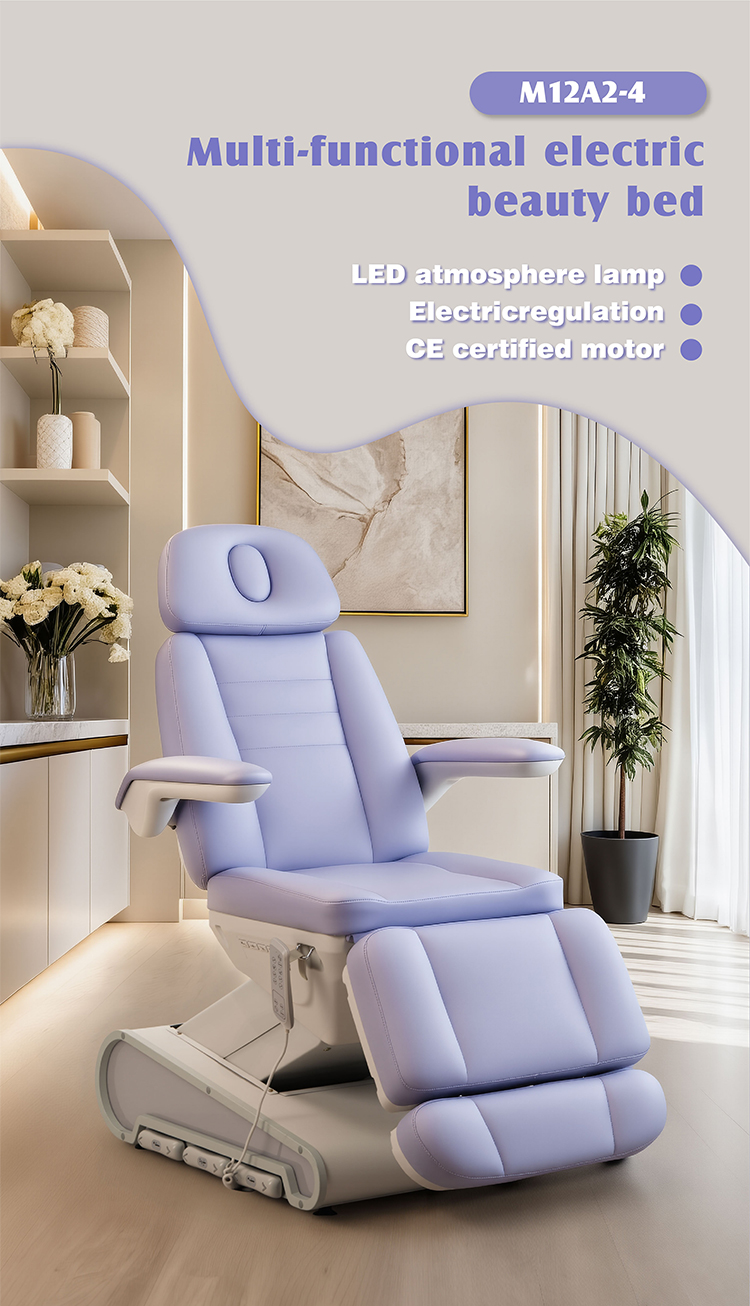 m12a2-4-electric-beauty-bed-overview.jpg M12A2-4 multi-functional electric beauty bed with LED light, CE certified motor and adjustable design