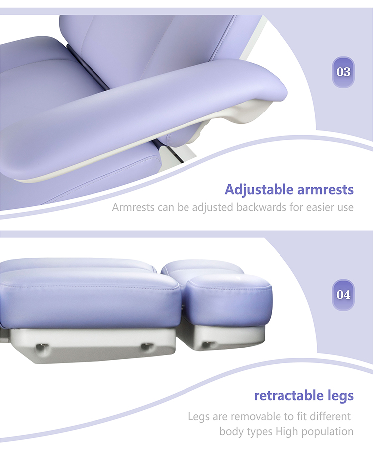 m12a2-4-beauty-bed-armrest-and-leg-design.jpg Adjustable armrests and retractable leg sections of M12A2-4 beauty bed