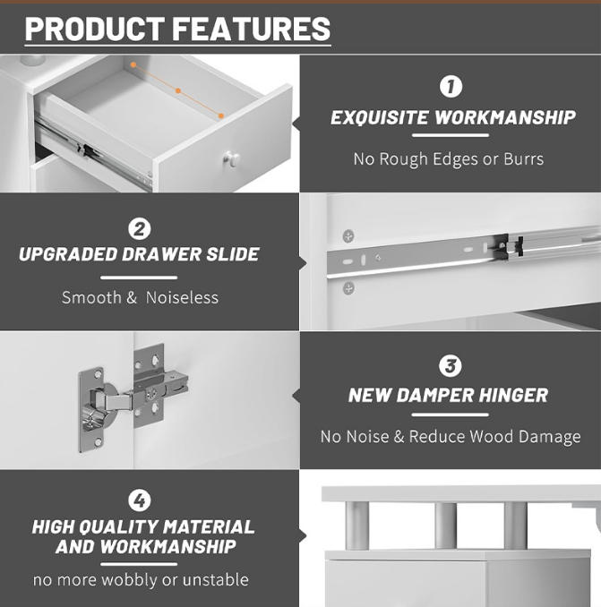 Dongpin MT119 storage space detail with drawers and cabinet