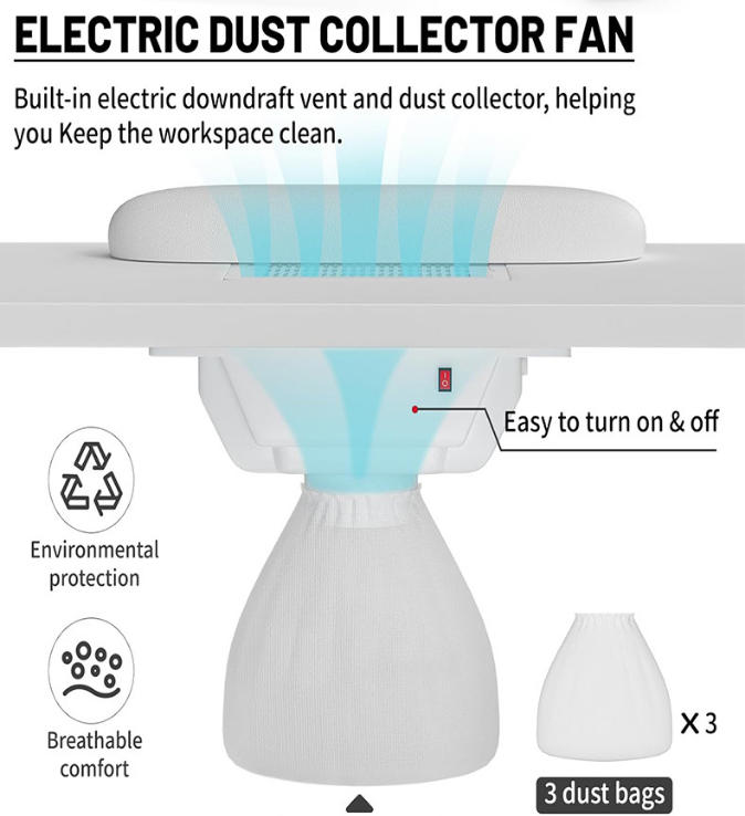 Dongpin MT119 built-in electric dust collector detail for nail desk