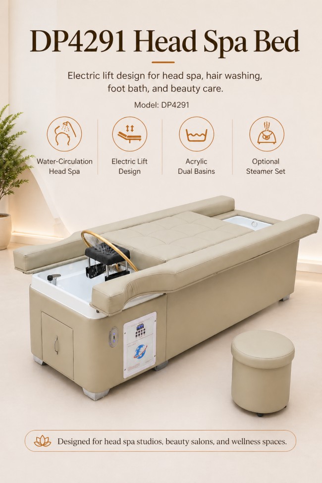 Dongpin DP4291 head spa bed with optional steamer set for salon and spa projects