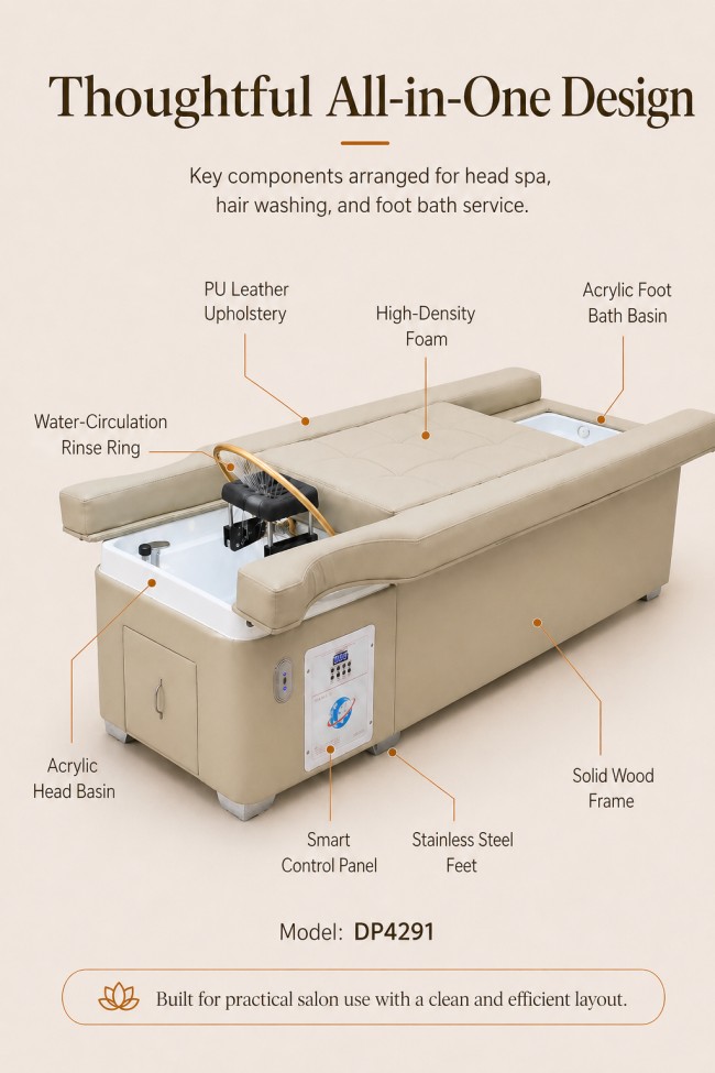 Dongpin DP4291 electric head spa foot bath bed from salon furniture manufacturer