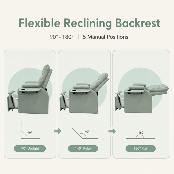 Dongpin CZZ-001 reclining salon chair with 90 to 180 degree manual adjustable backrest for nail and foot spa services