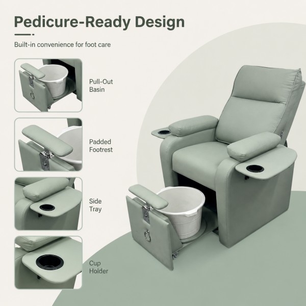 Dongpin CZZ-001 pedicure chair with pull-out foot bath basin, padded footrest, side tray and cup holder.jpg
