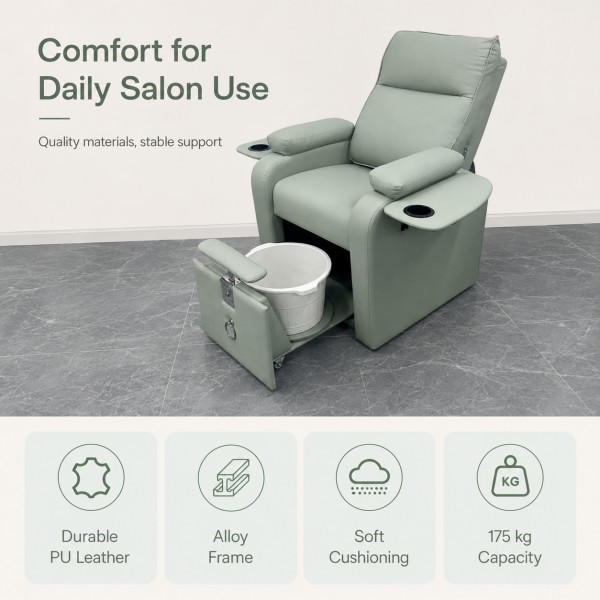 Dongpin CZZ-001 foot spa salon chair with durable PU leather, alloy frame, soft cushioning and 175 kg capacity
