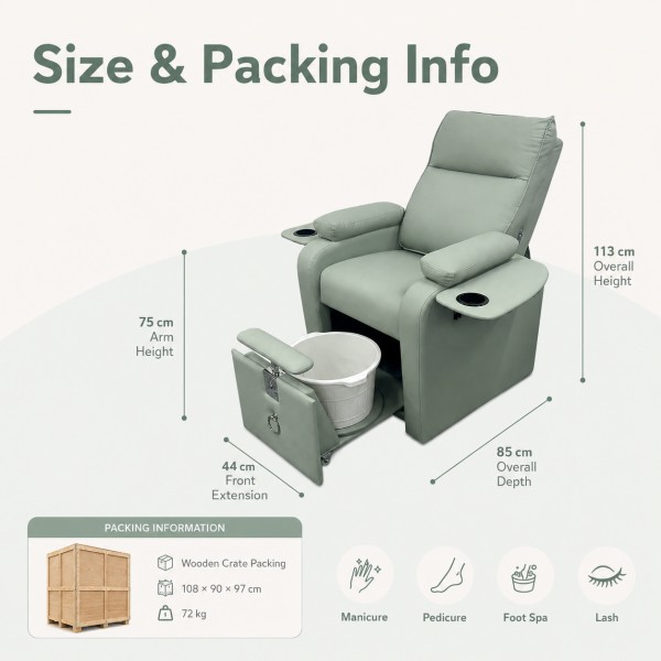 Dongpin CZZ-001 foot spa manicure sofa size and wooden crate packing information for salon furniture buyers