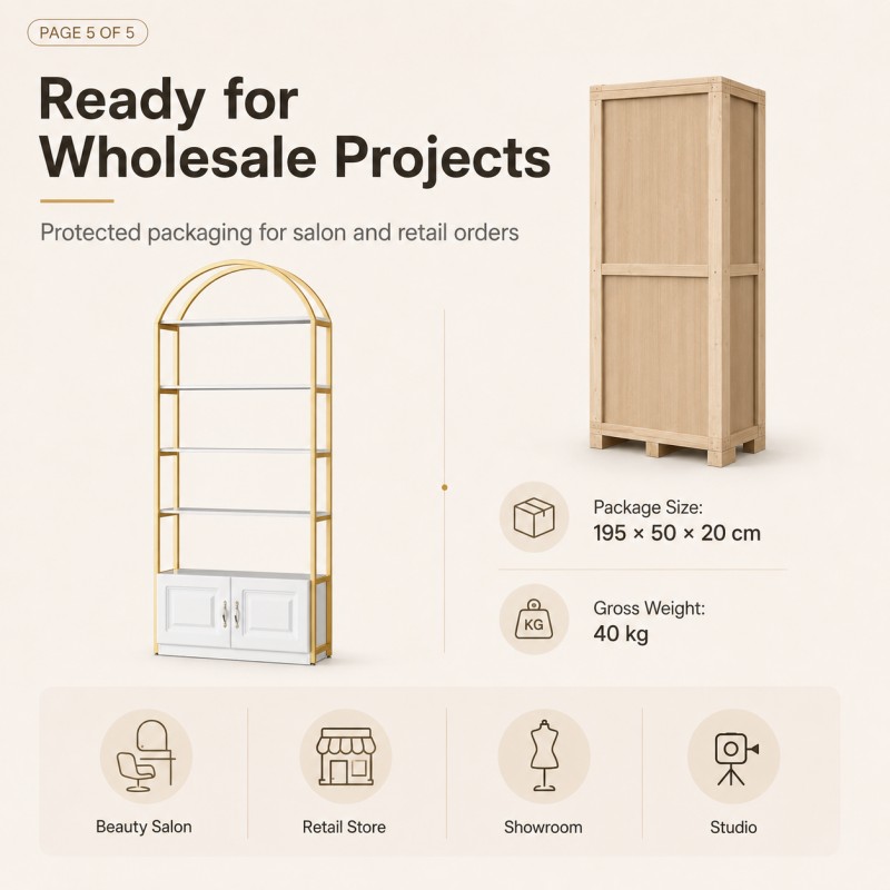 dongpin-cy-a12-arched-display-shelf-two-size-options Dongpin CY-A12 arched display shelf available in 80 cm and 100 cm width with gold frame or white frame finish options
