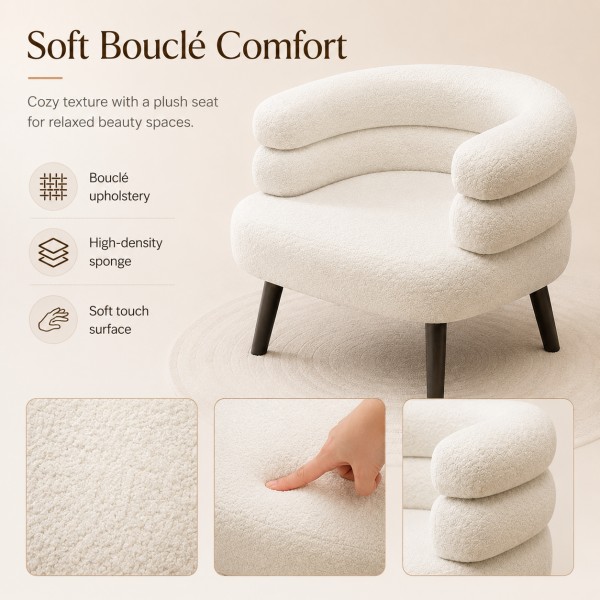 Dongpin WP-5279 soft boucle nail salon chair with plush upholstery, high-density sponge and comfortable textured surface
