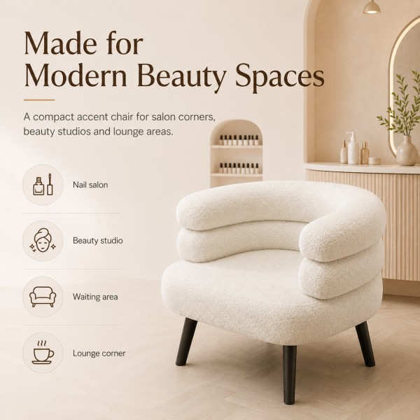 Dongpin WP-5279 modern boucle chair for nail salons, beauty studios, waiting areas and lounge corners