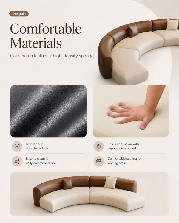 Close-up of Dongpin BJ5639 modular sofa seat filled with high-density foam for ergonomic support and long-lasting comfort in commercial environments.