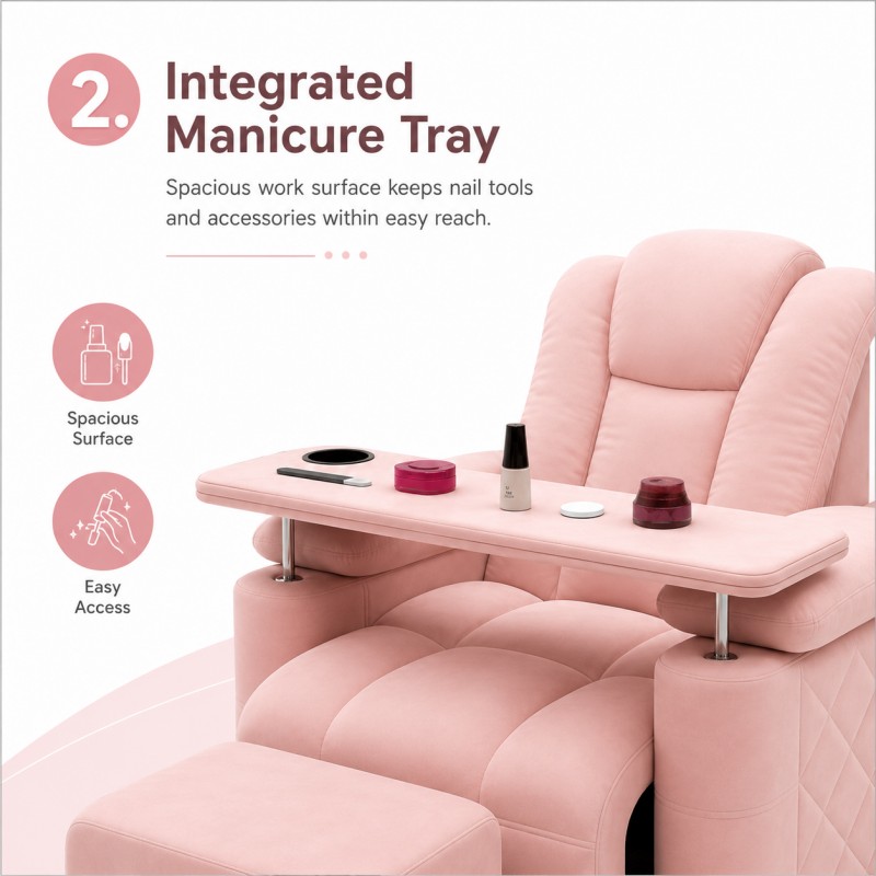 DP-0713 Manicure Chair with Integrated Nail Tray for Salon Services Dongpin DP-0713 electric nail salon chair featuring an integrated manicure tray for nail tools and beauty treatments
