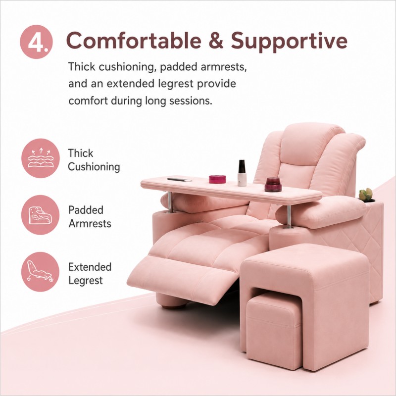 DP-0713 Comfortable Electric Salon Chair with Thick Cushion and Armrest Support Dongpin DP-0713 luxury salon chair with thick cushioning, padded armrests and ergonomic support for long beauty sessions