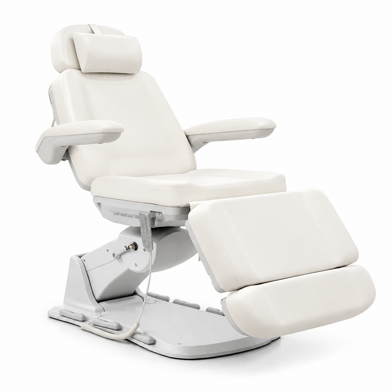White electric beauty treatment bed with adjustable sections for aesthetic clinics, medical spas and beauty salons