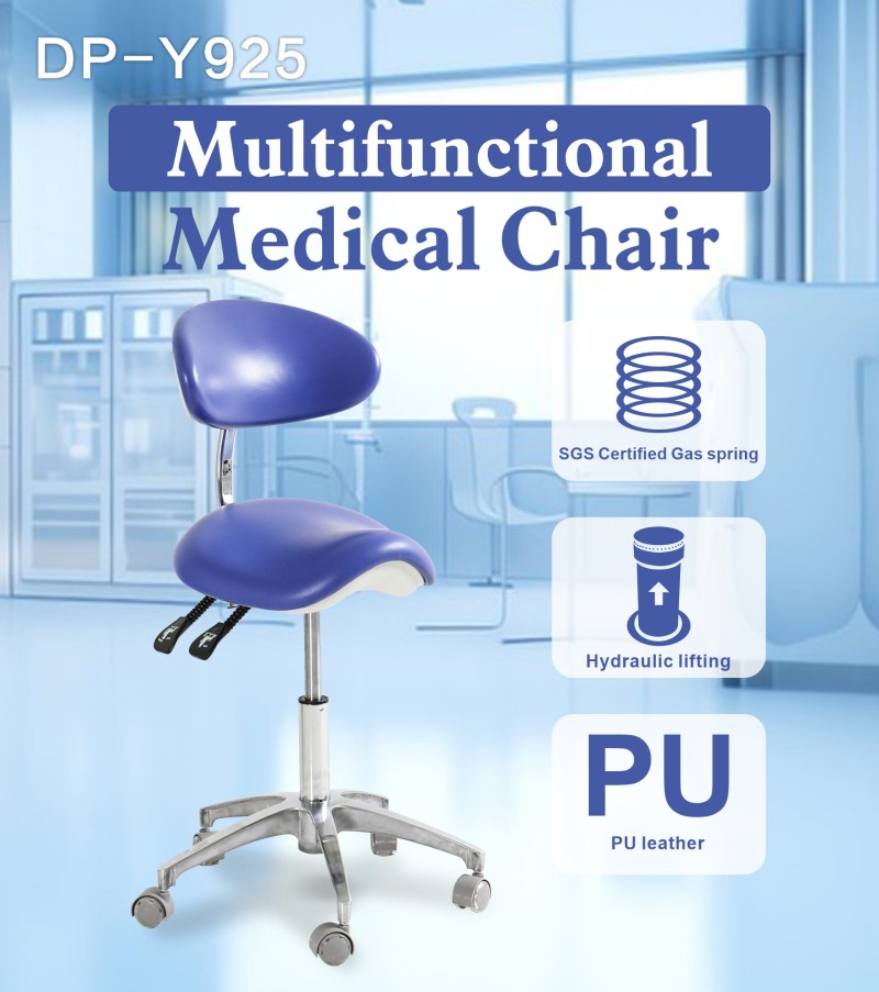 DP-Y925 adjustable doctor chair with saddle seat, backrest and PU upholstery