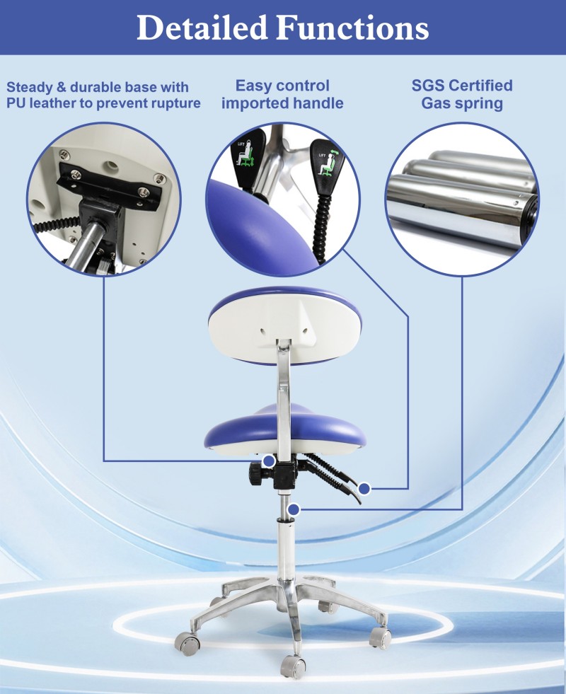 Adjustment levers, seat underside and gas-lift column of the DP-Y925 doctor chair