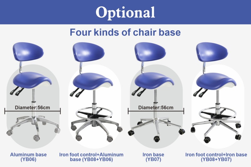 DP-Y925 doctor chair with aluminum or iron base options and optional foot-operated height control