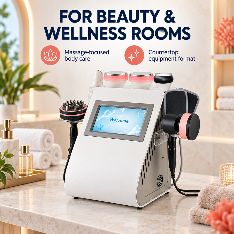 JS-105 in a beauty and wellness room JS-105 countertop massage console in a professional beauty room setting